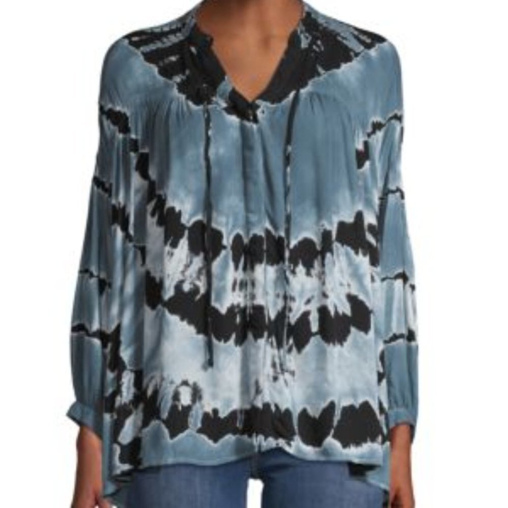 Young Fabulous & Broke Tie Dye Blouse Top M Blue Navy YFB Shirt